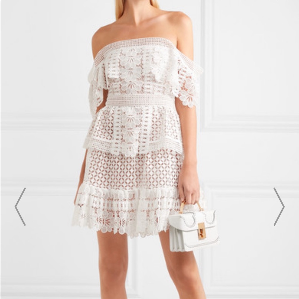 Self-Portrait  Off-the-shoulder Guipure Lace dress